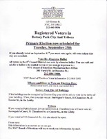 Primary Election Now Scheduled for Tuesday September 25th