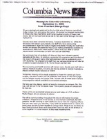 Message to Columbia University, September 11, 2001, From President George Rupp