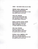 Song--Out Grief Is Not a Cry for War