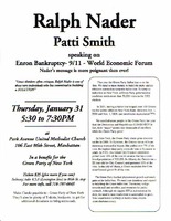 Ralph Nader, Patti Smith Speaking...